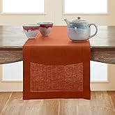 Solino Home Linen Cinnamon Table Runner 72 Inches Long - 100% Pure Linen Hemstitch Table Runner 14 x 72 Inch for Dresser, Dining, Mothers Day - Classic Hemstitch