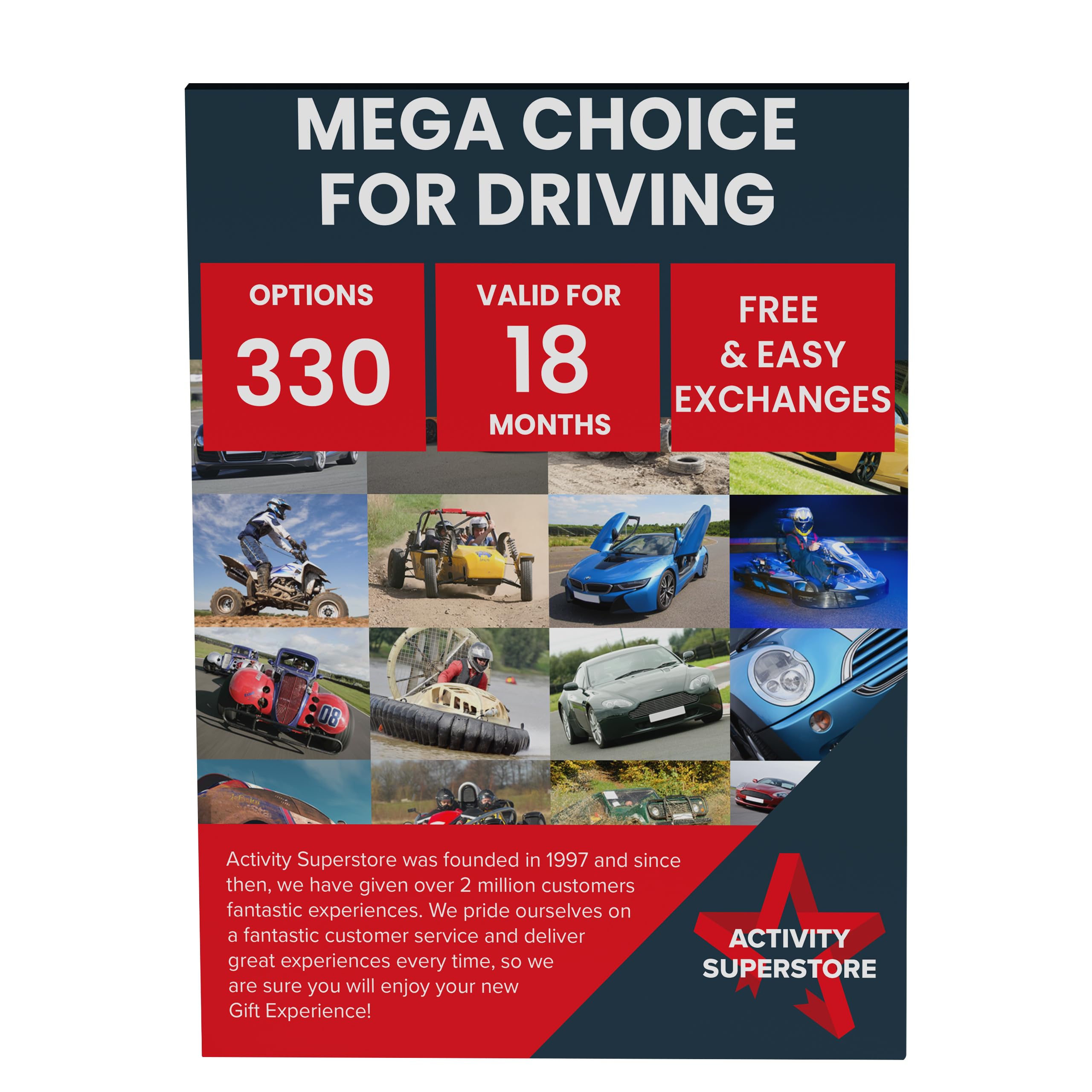 Activity Superstore Mega Choice for Driving Gift Experience Voucher, Choice of 330 Options, Experience Days, Driving Gifts, Track Days, Birthday Gifts