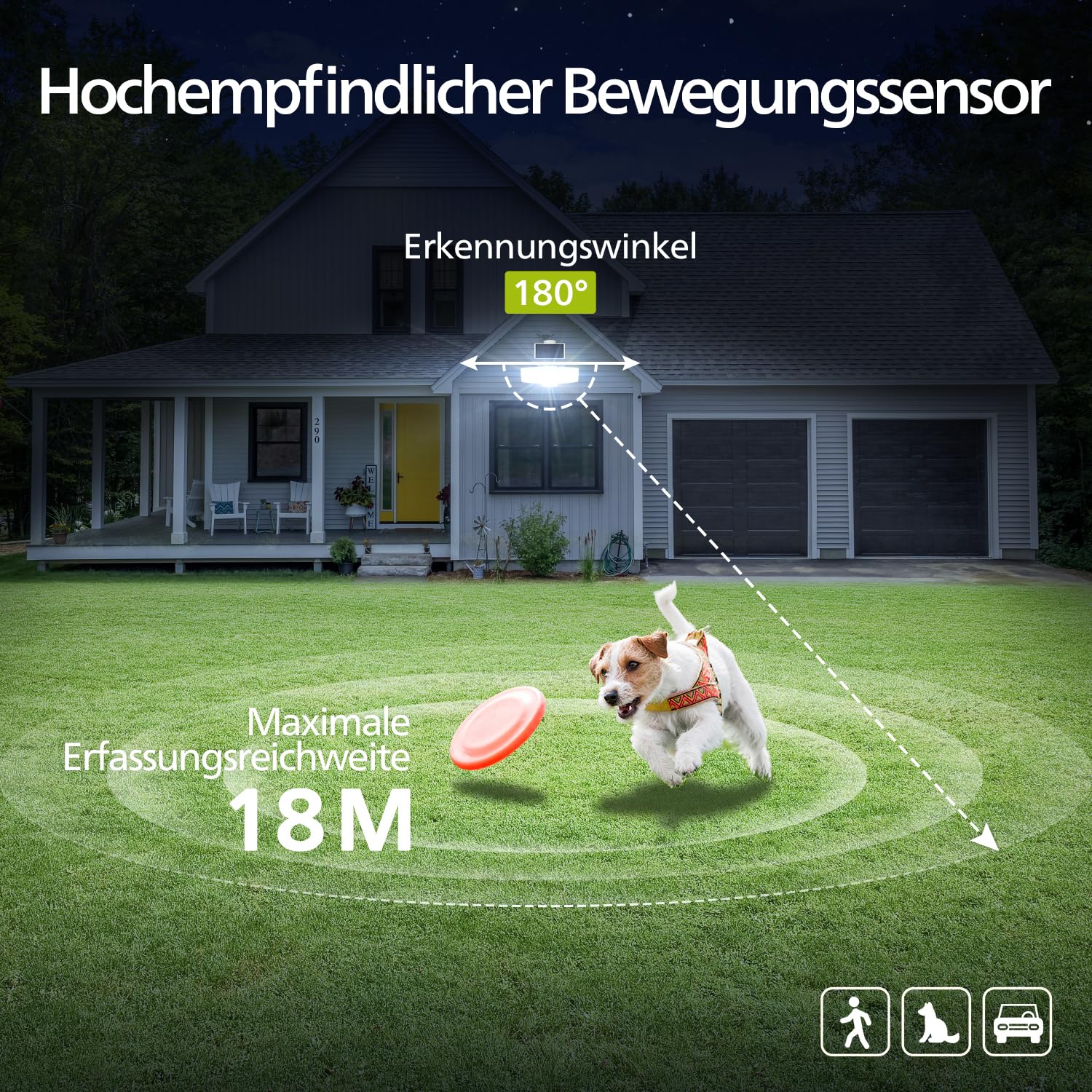 Philips 3600LM Solarlampen für Außen mit Bewegungsmelder, 5000K Wasserdichte Dimmbare LED, 3 Verstellbare Köpfe mit 5m Kabel, Separate Solarpanel mit 3 Modi Solar-Fluter für Hof, Garage 5