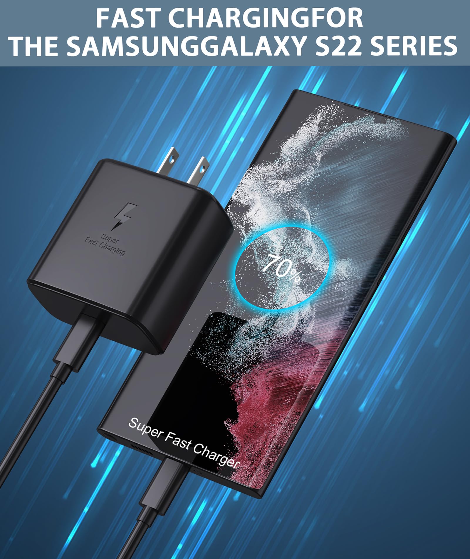 JPEOAYBI 2025 New 45W Super Fast Charger USB C- Type C Fast Charging Android Phone Charger Compatible with Samsung Galaxy S25 Ultra/S25/S25+/S24/S24+/S24Ultra/S23+/S23 Ultra/S22 Ultra Tab,6ft C Cable