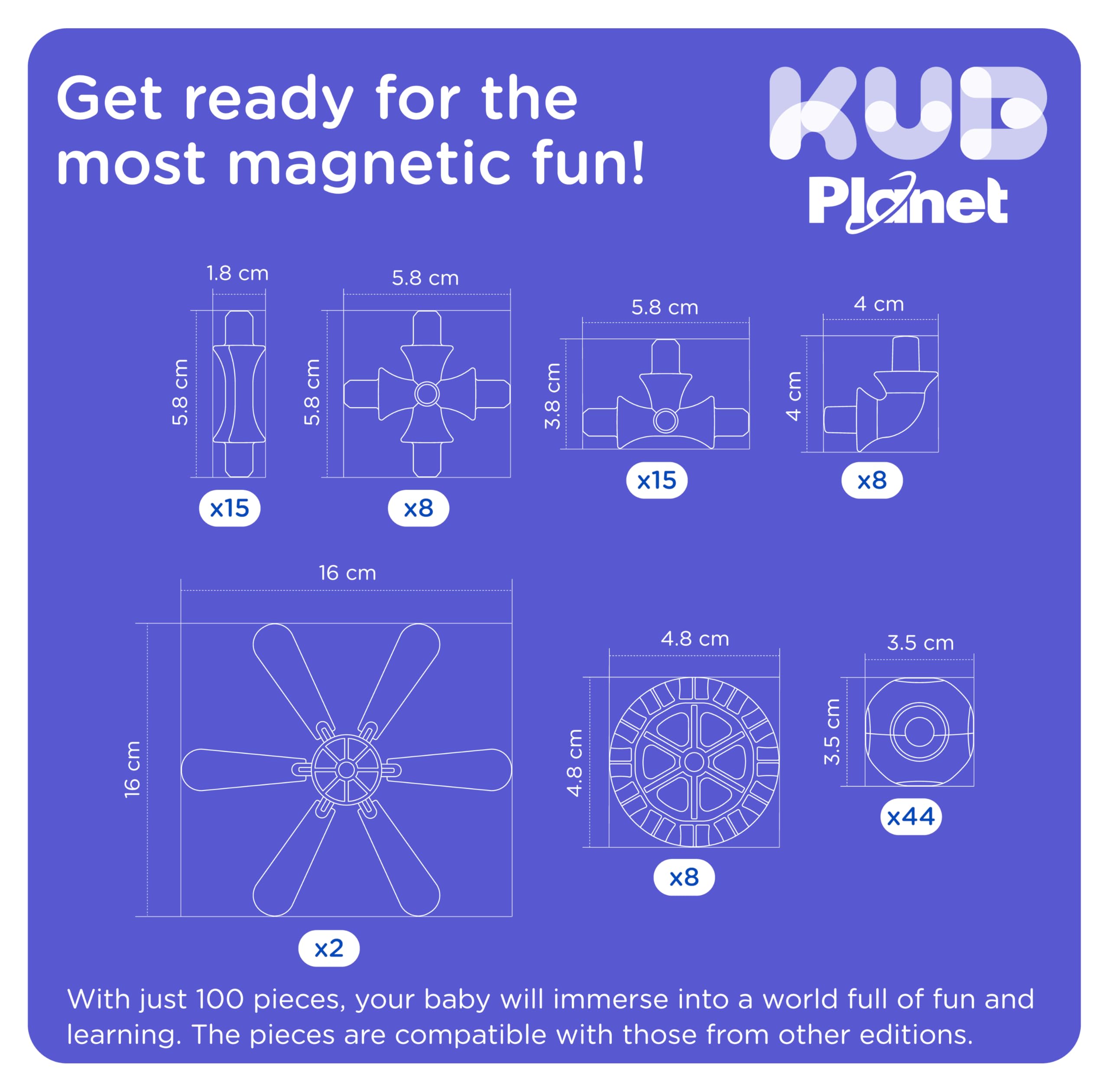 KUB Planet - Magnetic Building Set for Kids, STEM Educational Toys for 3+ Year Old Boys and Girls, Space Planet Blocks