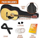 3rd Avenue Full Size Acoustic Guitar Bundle with 6 Months Lessons Natural view 3