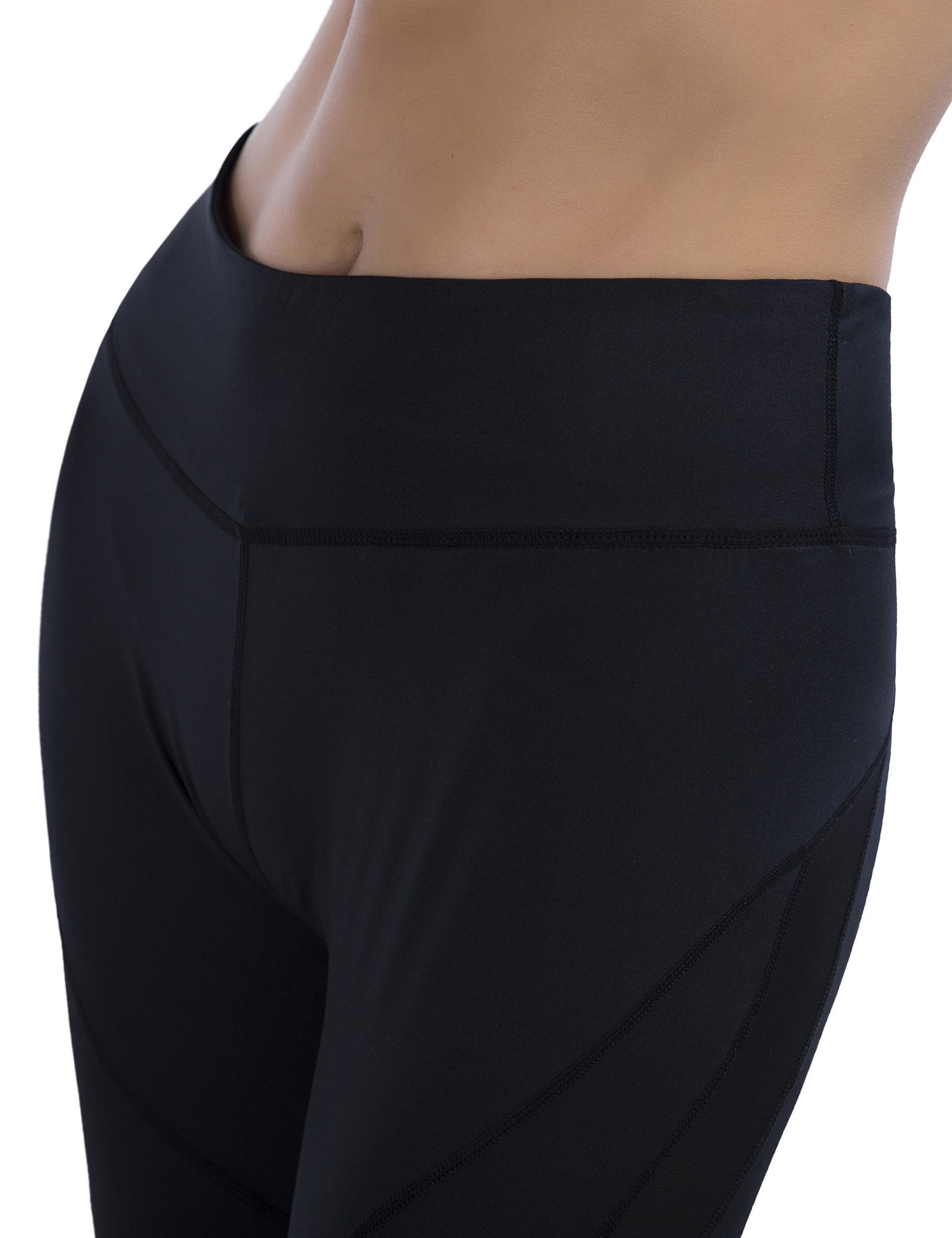 SPECIAL MAGIC Women\'s Mid Waist Side Mesh Ankle Length Workout Leggings Yoga Pants For Summer Black S