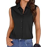COUXILY Wrinkle-Free & Non-Iron Women's Sleeveless Button Down Shirts Blouses with Mulberry Silk Tank Casual Work Tops
