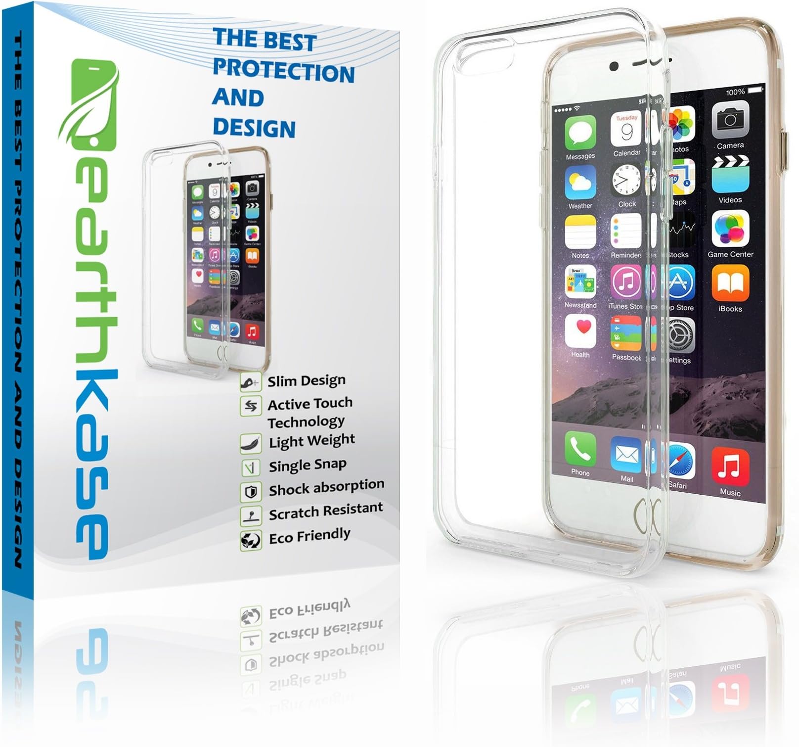 Earthkase Iphone 7 4.7" Case [Tempered Glass Screen Protector] Kit Bundle Ultra Slim Lightweight Case for Iphone 7 Protective Dustproof Shockproof Best Scratch Resistant Design Ecofriendly Clear