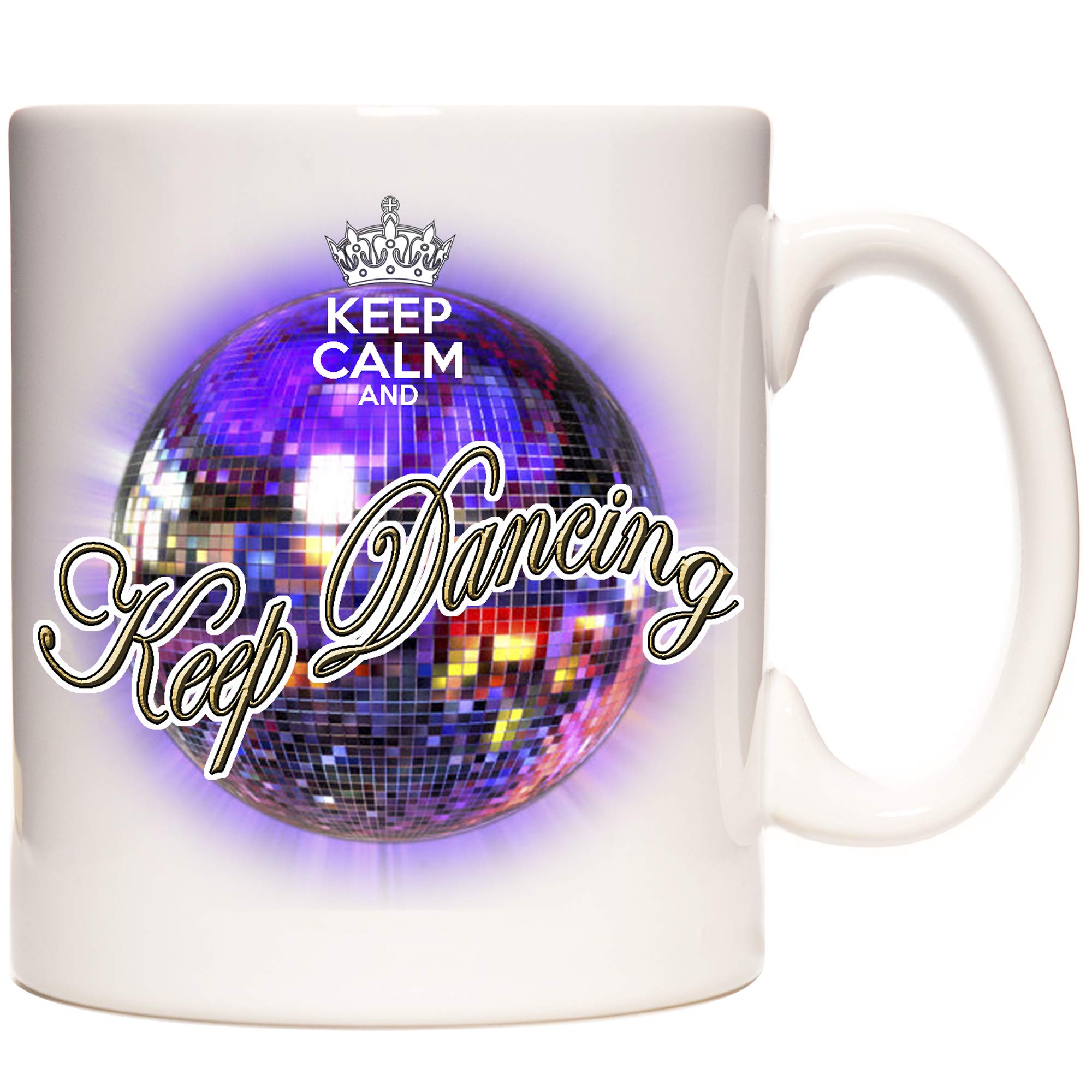 KAZMUGZ Keep Calm and Keep Dancing - Purple. Glitter Ball Ceramic Mug. Strictly A Gift. Ball Room Dancing Gift