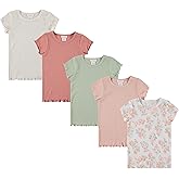 Laura Ashley 5-Pack Infant & Toddler Girls Shirts - Stylish Comfort and Fashion. Multipack Children's Essentials.
