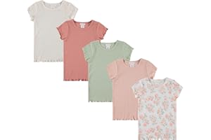 Laura Ashley 5-Pack Infant & Toddler Girls Shirts - Stylish Comfort and Fashion. Multipack Children's Essentials.