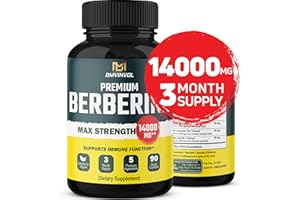 BMVINVOL 5-in-1 Berberine 14000mg with Ceylon Cinnamon Milk Thistle Turmeric Artichoke - 30:1 Concentrated Formula Berberine - 3 Month Supply For High Potency - Immune Heart Support