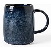 TaoTaojarvie Ceramic Coffee mugs, 22 oz, Extra Large Mugs, Big Tea Cups, Large Handle, Pottery Mugs, Big Belly, Transmutation Glaze,Wide Bottom, stripe pattern, Microwave and Dishwasher Safe. (Blue)