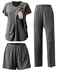 Rnxrbb 3 Piece Postpartum Nursing Pajamas Set