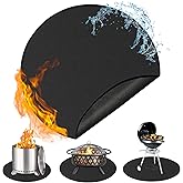 Anze Round Under Grill Mat for Outdoor Grill, 60 Inch Anti-Slip BBQ Floor Mats, Easy to Clean Reusable Fireproof Grill Pad, Oil-Proof Waterproof Protector for Deck Fireplace Pit Mat Black