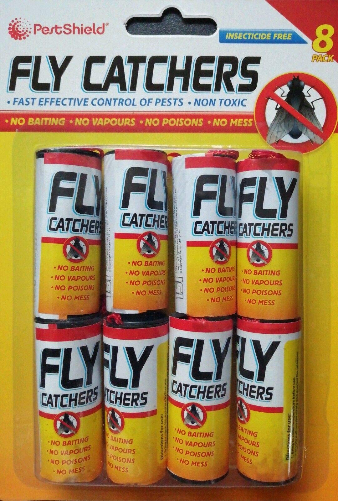 Pestshield, Clear Sticky Paper,Insect Killer Strip Tape, 1 Pack (8 Fly catchers)