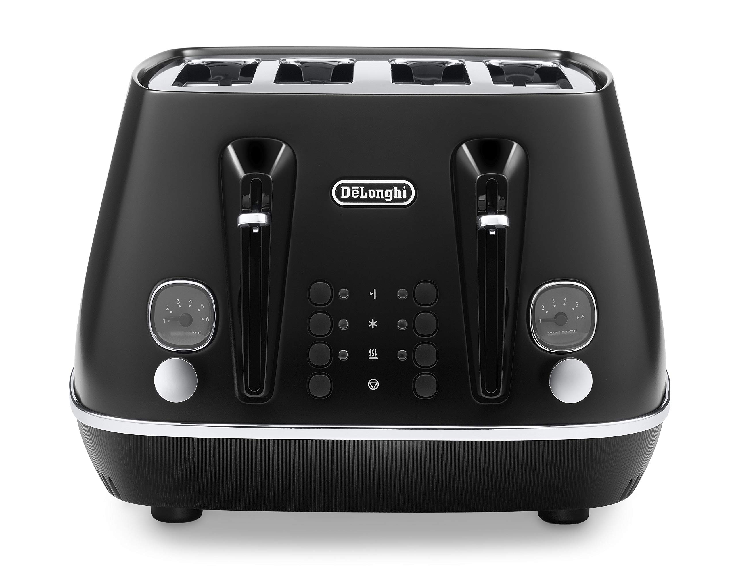 De'Longhi Distinta X CTIN4003.BK Designer 4 Slice Toaster, Variable Browning Control, Reheat/Defrost/Bagel Function -Black