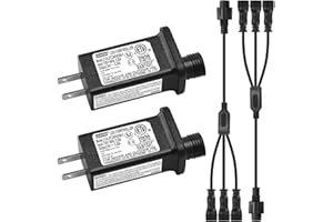 Tellegloww 4 Pcs Class 2 Power Supply Yard Inflatable Adapter Replacement with Y Shape 1 Male Divided 3 Female Spillter Connector Low Voltage for Christmas Inflatable LED Lights Plug (24v7.2w)