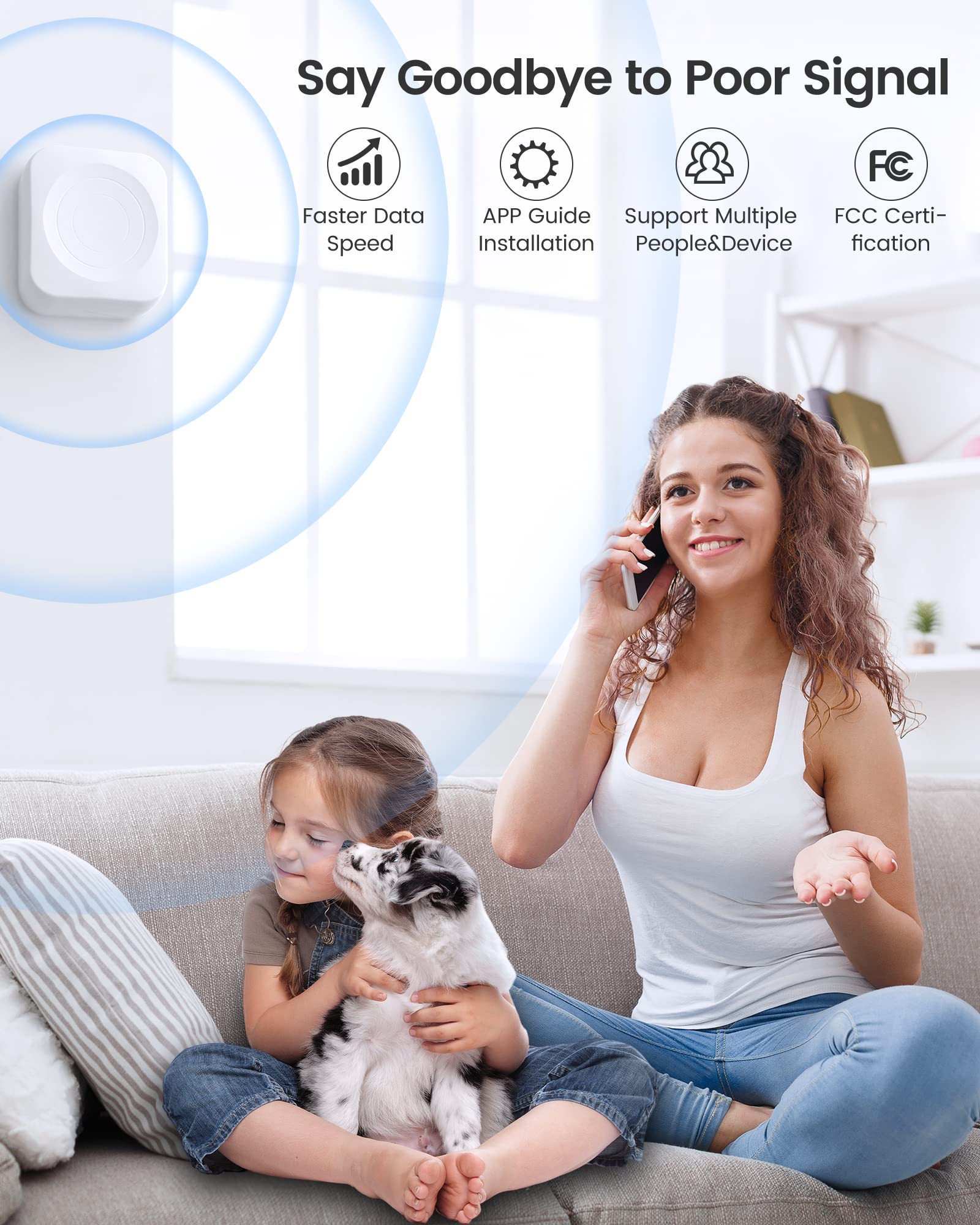 Cell Phone Signal Booster for All Carriers| Up to 2000 Sq Ft| High Power Outdoor Receiving Antenna and Indoor Transmitting Antenna|for 5G/4G/3G LTE|App Service + Install| FCC Approved
