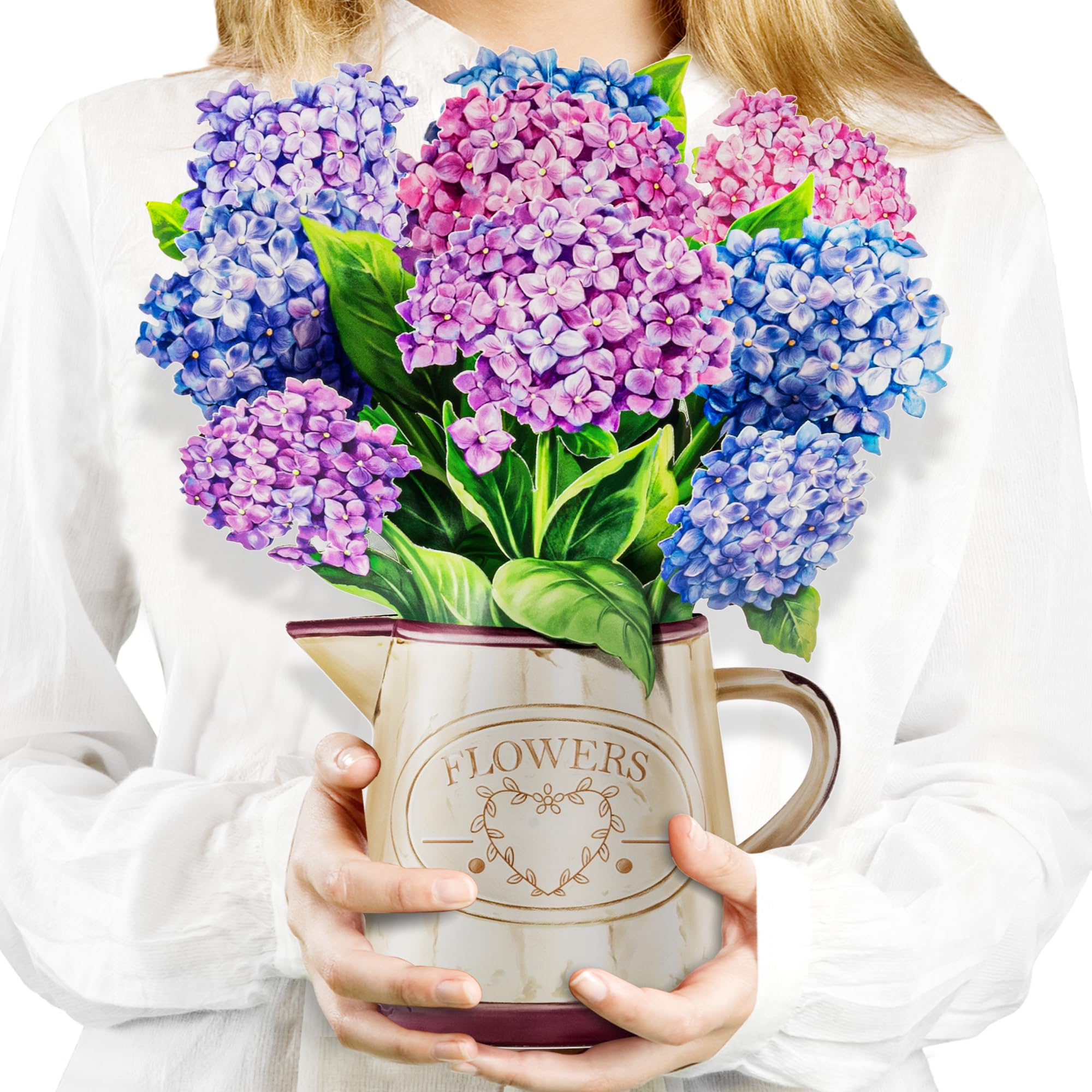 Photo 1 of Flower Pop Up Cards, Nantucket Hydrangeas, 12in Paper Flowers 3D Greeting Cards with Blank Note Card and Envelope for Birthday, Anniversary, Wedding,Thank You Gift Cards for Women Girls Friends