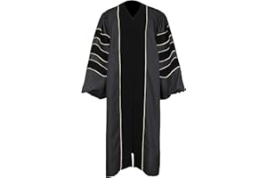 Newrara Unisex Deluxe Doctoral Graduation Gown,Doctoral Regalia Gown with Gold Piping