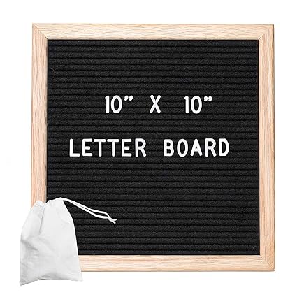 Moodowell Tabla De Letras De Fieltro Negro Intercambiable 25 4 X