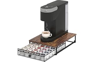 K Cup Organizer, Coffee Pod Holder Rack, Under Cabinet Pod Holder with Sliding Drawer holds up to 35 K-Cup Pods, No Assembly 