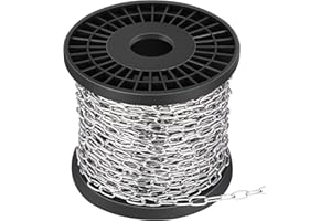 HYQEHRTYAZC 100ft 1/16" Jack Chain for Hanging Stainless Steel Metal Chain Link Silver Galvanized Light Chain Roll Small Light Duty Fixture Utility Chain for Bird Feeders, Overhead Lights, Flowerpots (1.5mm*30m)