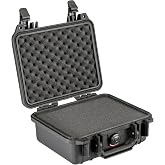 Pelican 1200 Case With Foam (Black) | Watertight copolymer shell with foam insert and purge valve for impact protection, equipment storage and travel