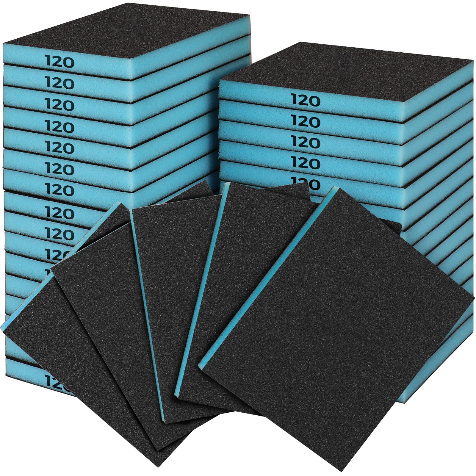 Sruhrak 18 PCS Sanding Sponge Set 120 Grits, Flexible Sanding Pads Wet Dry Reusable Sanding Block Sandpaper Block for Wood, Plastic, Drywall and Metal Polis