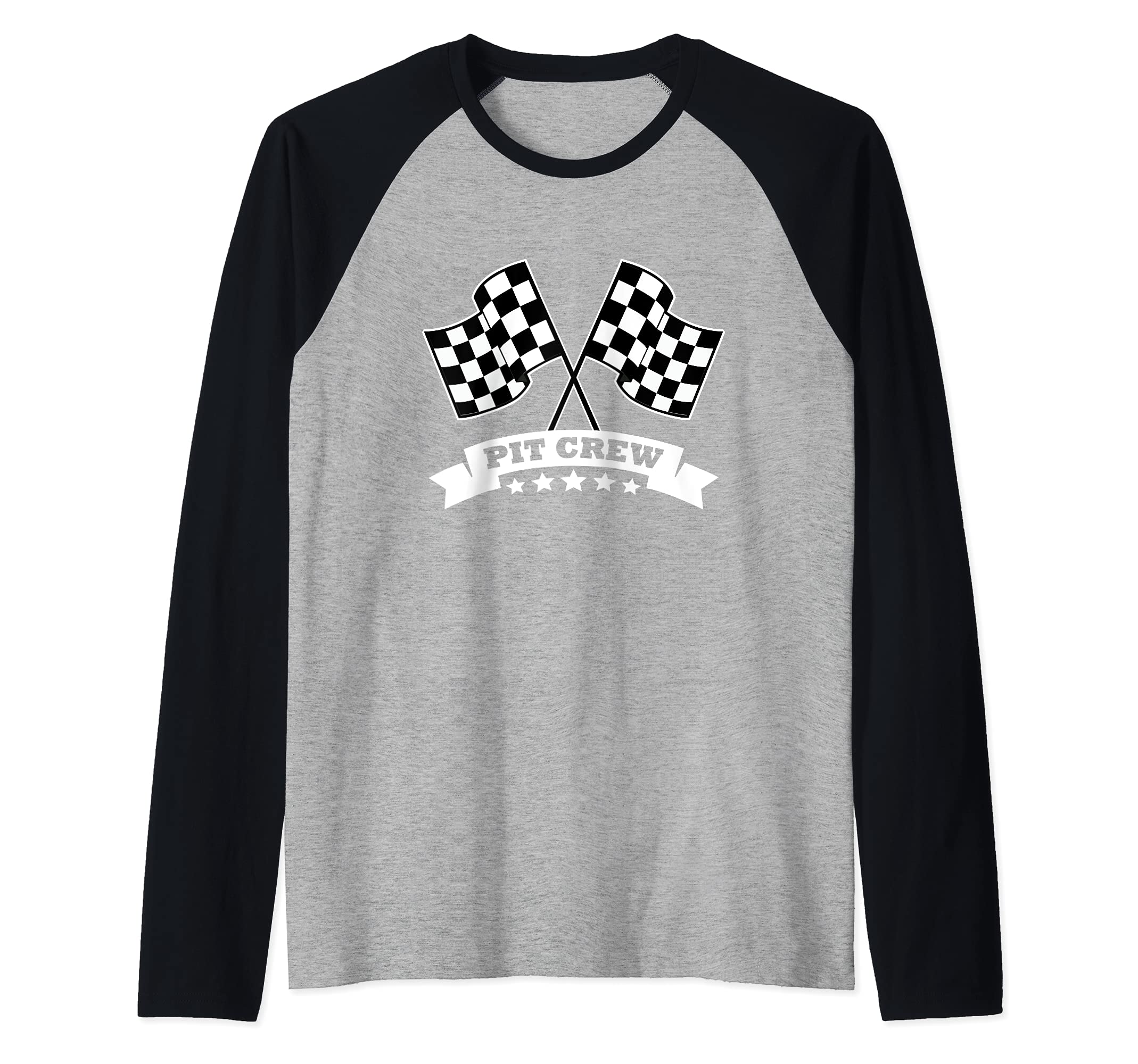 Pit Crew for Race Car Parties White Banner Raglan Baseball Tee