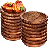 Gejoy 20 Set Acacia Wood Dinner Plates Round Wooden Charger Plates 6 Inch Serving Tray Lightweight, Unbreakable Natural Dinnerware Dishes for Steak, Snack, Dessert, Cake (Height 0.98 in)