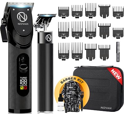 Novah Professional Hair Clippers for Men, Professional Barber Clippers and Trimmer Set, Mens Cordless Clipper, Fade Haircut Kit, Electric Hair Cut Machines