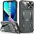 SOiOS for iPhone 13 Mini & 12 Mini Rugged Case: with Kickstand & Slide 13mini 12mini Protective Cell Phone Cover Military Grade Drop Protection Durable Tough Hard | Shockproof Textured Bumper- Green