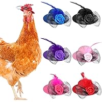 6 Pieces Chicken Hats for Hens Tiny Pets Funny Halloween Accessories Feather Top Hat with Adjustable Elastic Chin Strap Roost