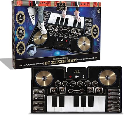 Amazon Com Fao Schwarz Giant Electronic Dance Mat Dj Mixer With Piano Keyboard Turntable Scratch Pads Includes Built In Soundtracks Vocal Percussion Sound Effects For Composing Recording Your Own Music