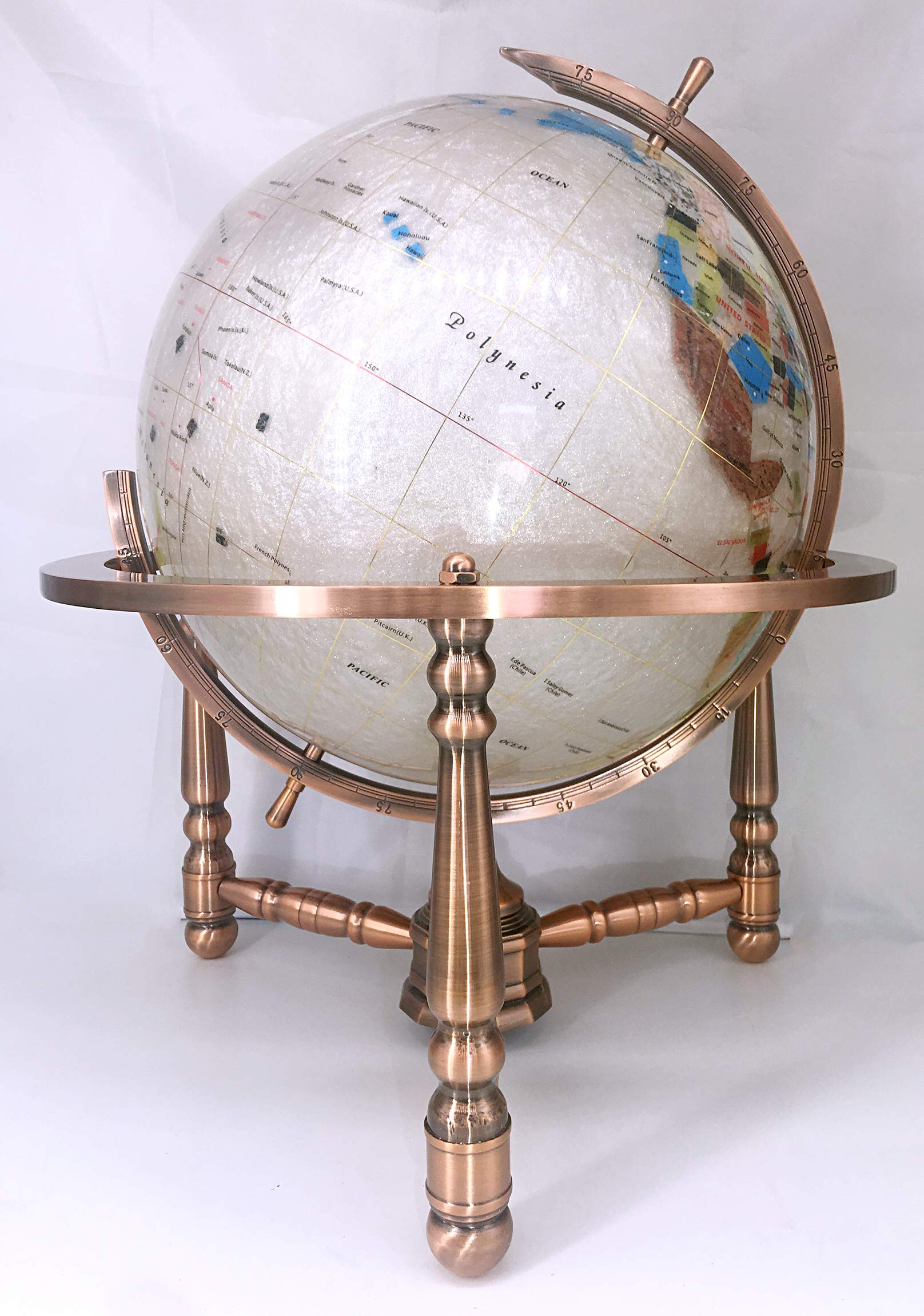 Unique Art Since 1996 330 MNGT Pearl Copper Desktop Gemstone Globe