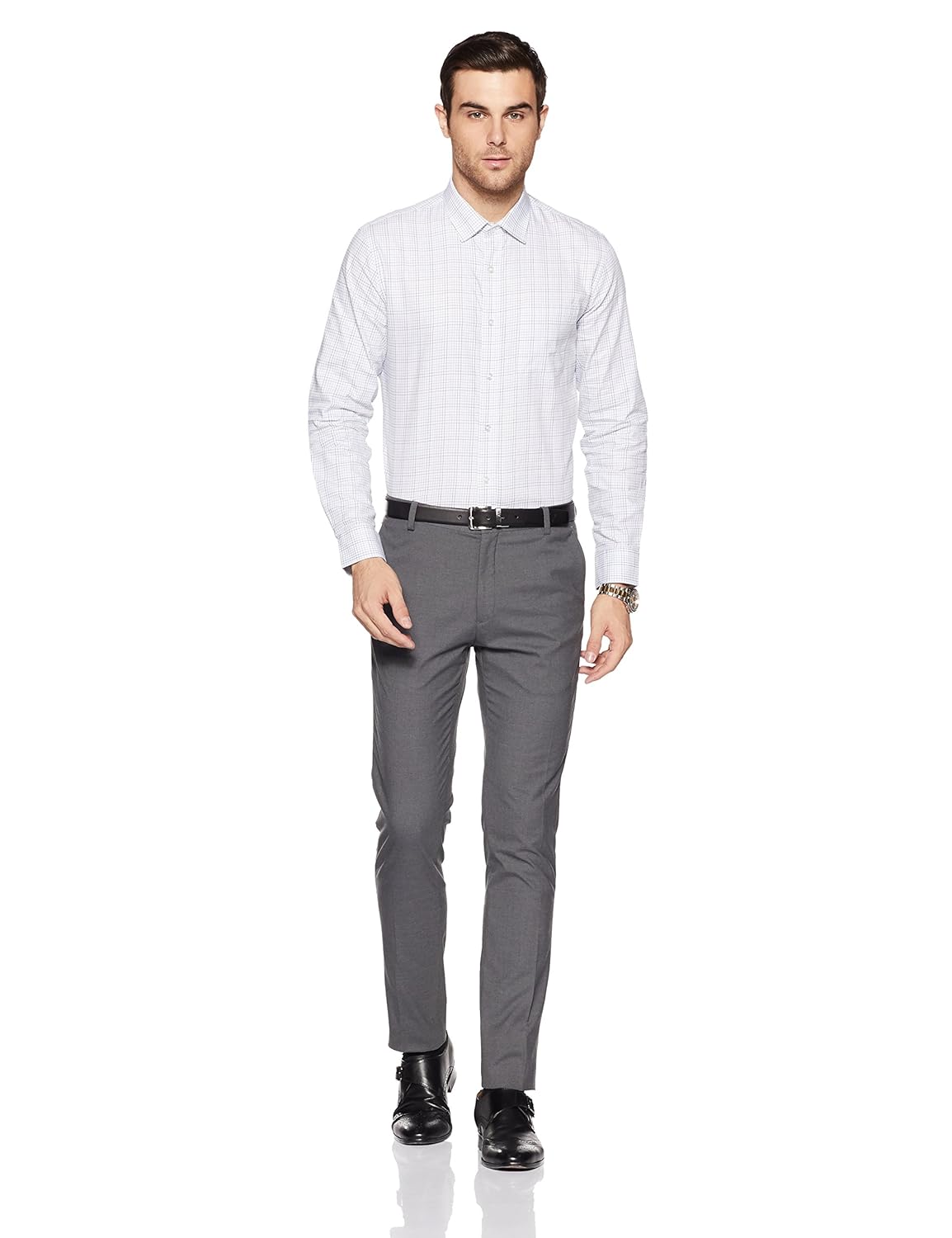arrow men's checkered slim fit formal shirt