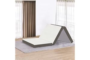Treaton, 3-Inch Tri-Folding Gel Memory Foam Portable Floor Mattress | Breathable Mesh, Ultra Soft, Cot Pad, Removable and Washable Cover, Comfortable Support, Therapeutic Qualities, 25-Inch, White