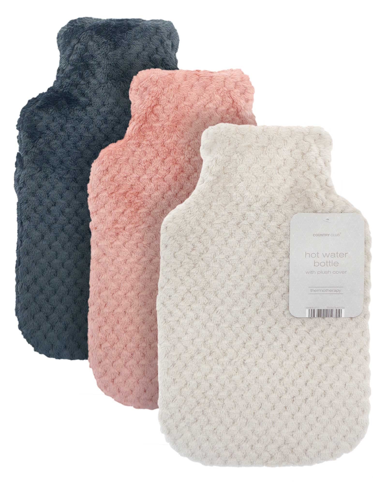 Super Soft Luxurious Popcorn Plush Hot Water Bottle - Great for Long Winter Nights - Perfect Cuddle Companion - Keep Yourself Warm This Winter (Pink)