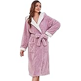 HEARTNICE Womens Hooded Plush Robes Soft Warm Long Bathrobe for Women Fluffy Winter Loungewear