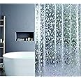 SUJAYU EVA Shower Curtain Liner with 12 Plastic Hooks, 72x72 Inch for Shower Stall & Bathtubs, 3D Pebble Bathroom Curtains, Odorless & Non Toxic, Semi-Transparent