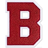 VGROSIA 6-1/2" Varsity Letter Patches Red Iron On Letters Letterman Jacket Patches Chenille Large Iron On Letters for Clothing Jacket/Hoodie/Varsity B