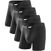 Nullktie Men's Boxer Briefs 5" Inseam, Ultra Soft Modal Underwear, Moisture Wicking Boxers for Men 4 Pack