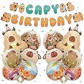 BruinBang 13 Pcs Capybara Birthday Party Decorations, Capy Birthday Decor Included 12 Aluminum Foil Balloons and 1 Birthday Banner for Capybara Lover Animal Theme Baby Shower Party Favor