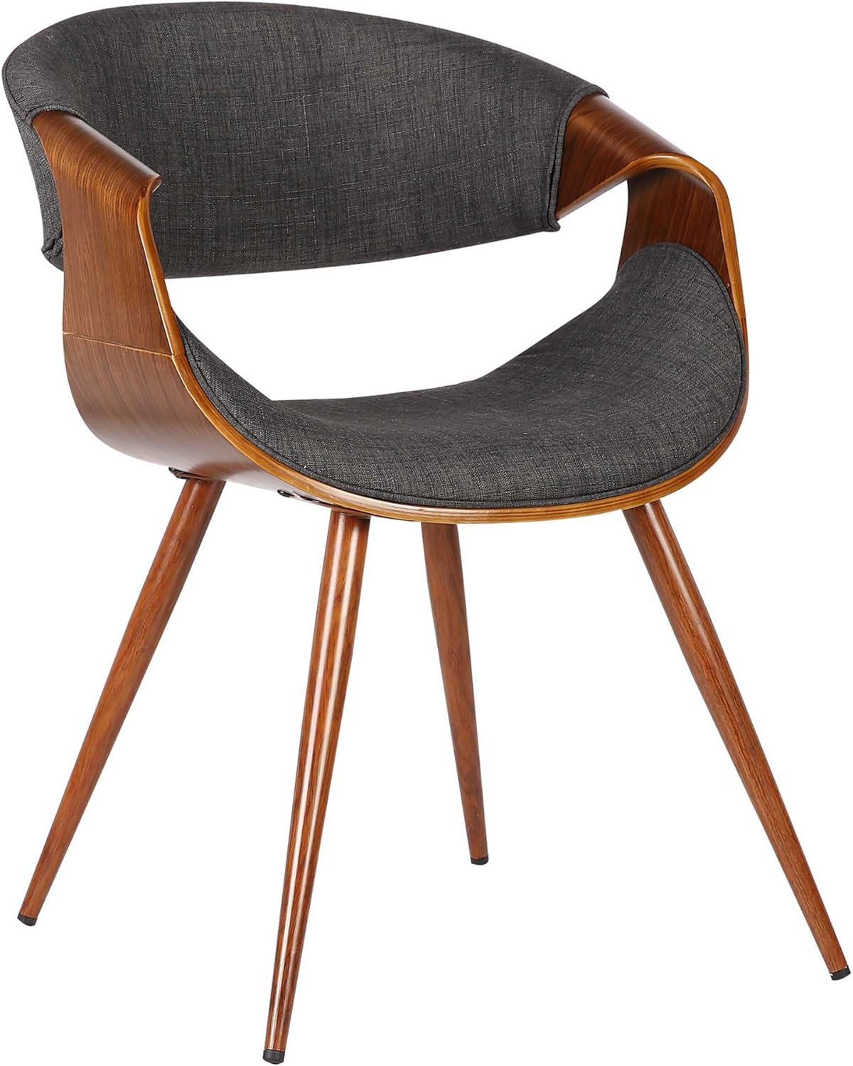 Armen Living Butterfly Dining Chair in Charcoal Fabric and Walnut Wood Finish - Chairs