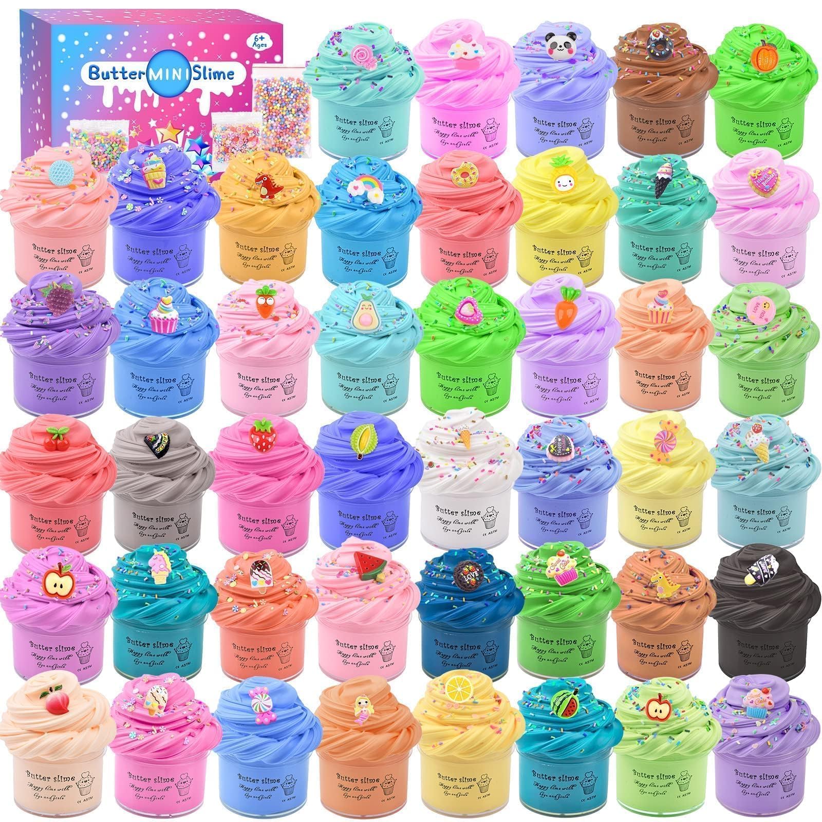 Photo 1 of 45 Pack Mini Butter Slime Kit, Scented Slime Party Favor Gifts, Soft & Non-Sticky, DIY Putty Toys for Kids, Stress Relief Toy, Classroom Reward for Girls Boys Easter Basket Stuffers
