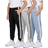 PURE CHAMP 3 Pack Boys Sweatpants Mesh Lightweight Kids Clothes with Zipper Pockets Active Quick-Dry Boys Pants Sizes 4-20