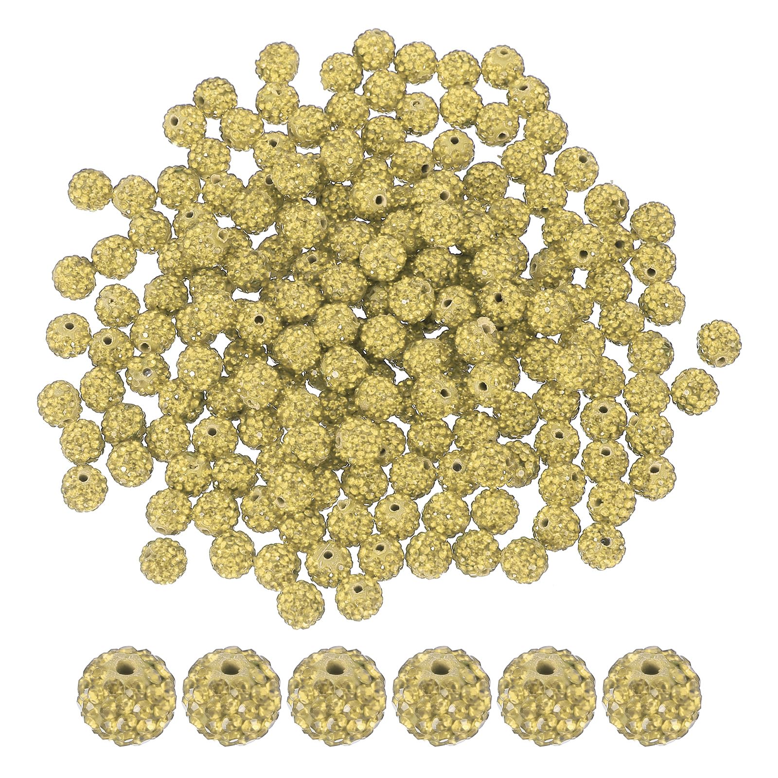 Photo 1 of PATIKIL 200 Pcs Rhinestone Beads for Jewelry Making, 10mm Shiny Round Disco Ball Beads Sparkle Crystal Clay Beads with Hole for Bracelet Necklace DIY Crafting, Light Yellow