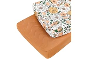 DAYEEBALL Baby Changing Pad Covers, Muslin Cover for Changing Table, Quilted, Soft and Floral Design, Perfect for Baby Girls&Boys, Protects Baby's Skin, 2Pack