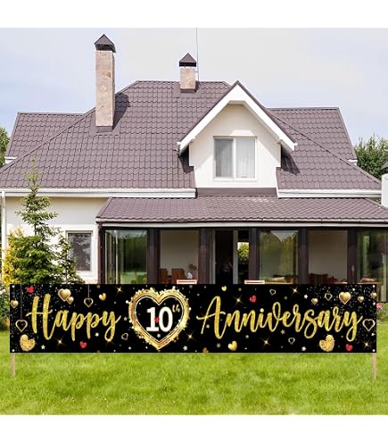 Amazon.com: Kimini-Ki Large Happy 10th Anniversary Banner, Cheers