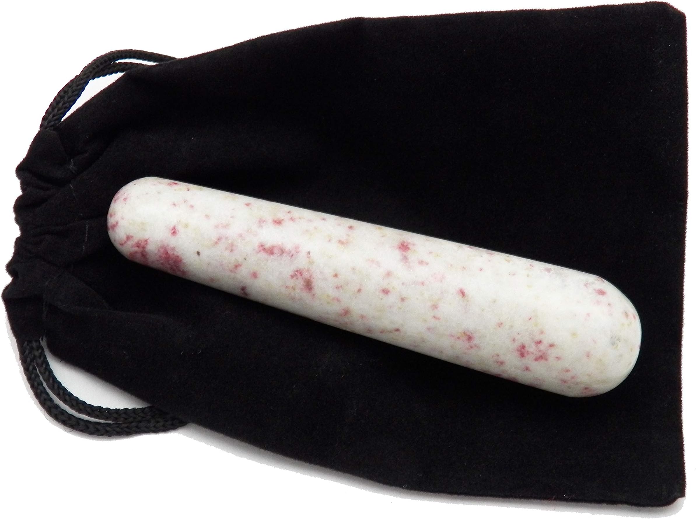 Fundamental Rockhound Products: Rare Cinnabite Cinnabar Massage Wand Natural Gemstone Crystal, grounding Stone with Carrying Pouch