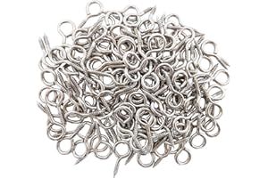 MANSHU 100PCS 1 inch Small Screw Eye Pins, Eyelets Screw Threaded Silver Clasps, Silver Zinc Plated Eyelet Hooks